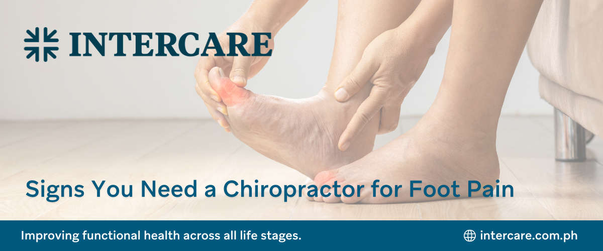 Person holding their aching foot, indicating pain or discomfort